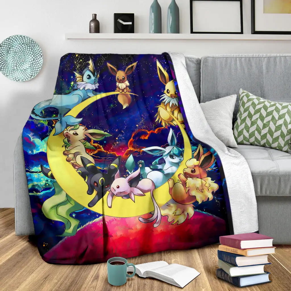 Eevee Evolution Pokemon Family Love You To The Moon Galaxy Blanket