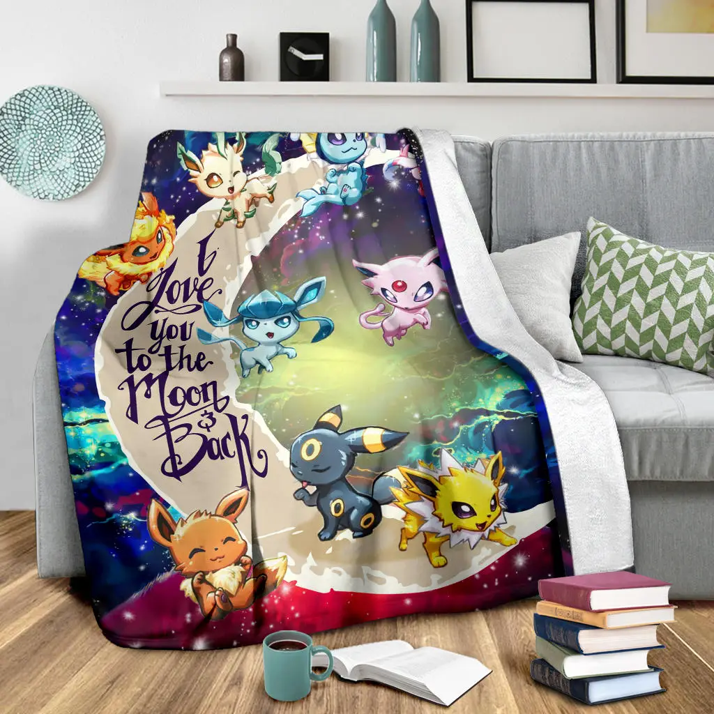 Eevee Evolution Pokemon Love You To The Moon Galaxy Blanket