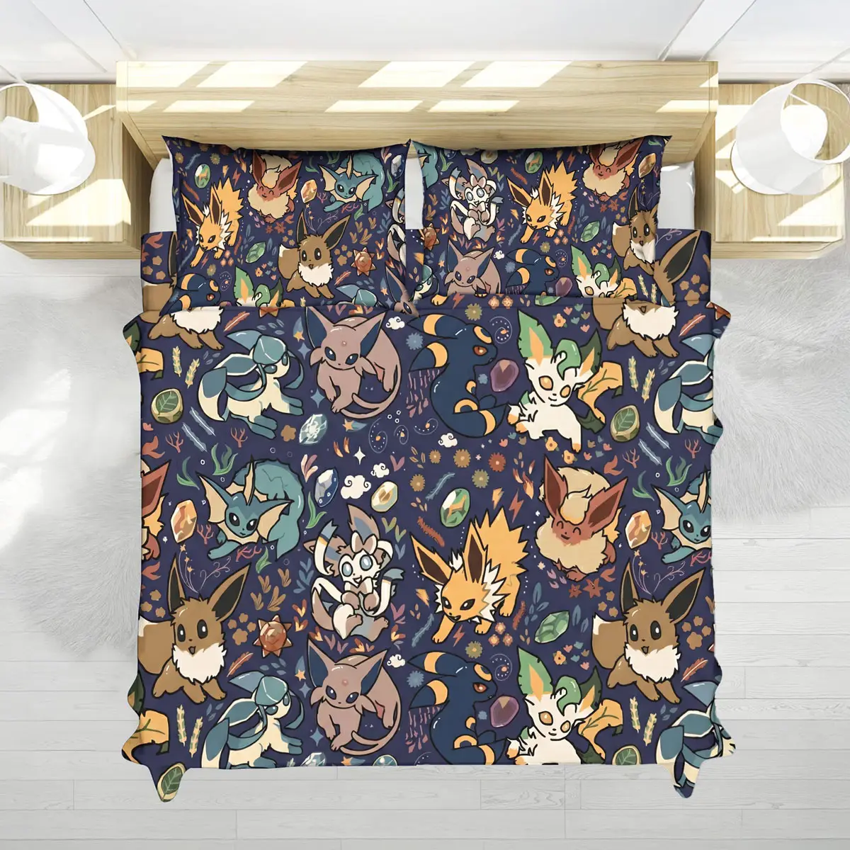 Eeveelutions Cute Pattern Bed Set – Pokemon Anime Bedding