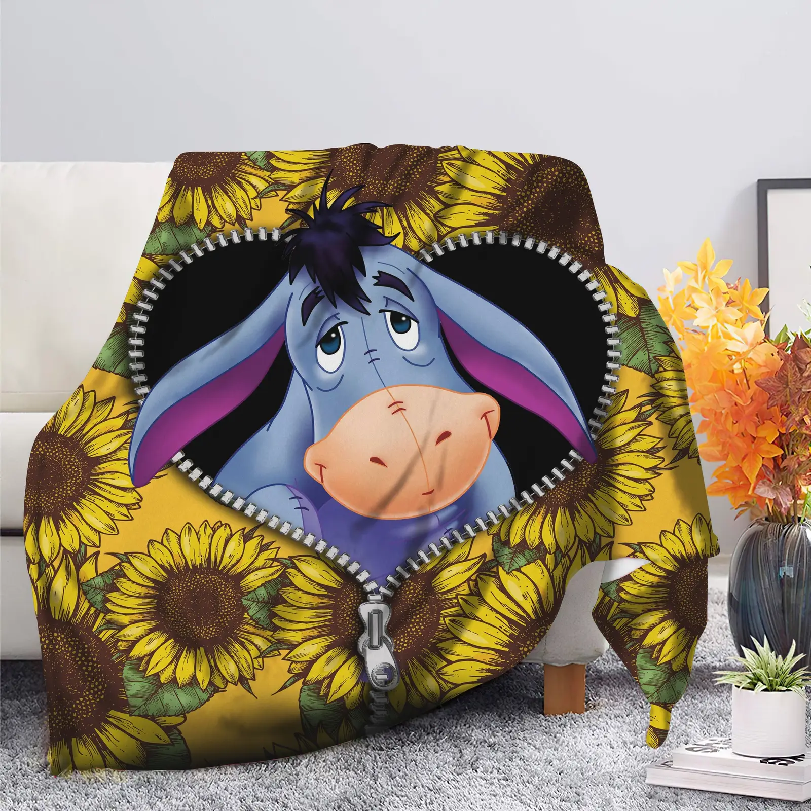 Eeyore Sunflower Zipper Blanket