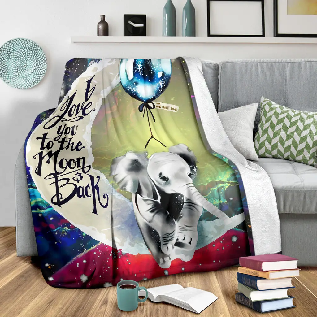 Elephant Love You To The Moon Galaxy Blanket