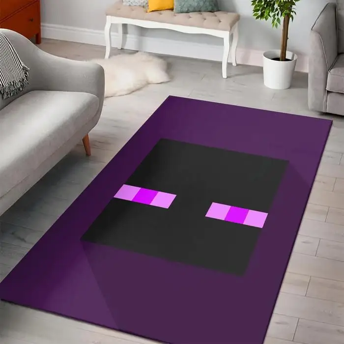 Enderman Head Minecraft Bedroom Area Rug Design