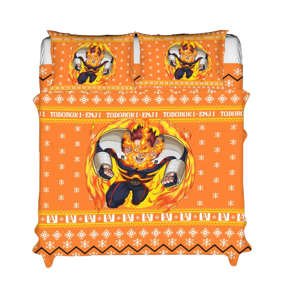 Enji Todoroki Xmas Polyester Duvet Cover Set