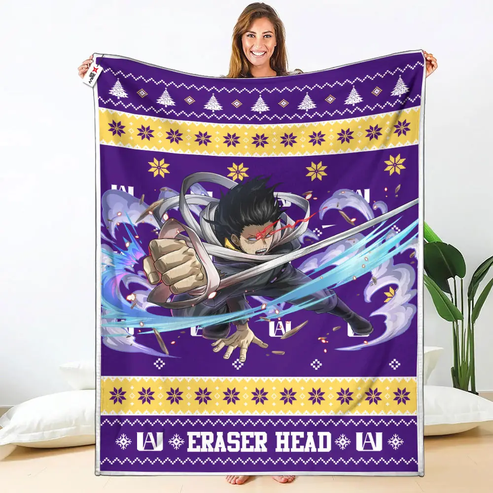 Eraser Head Blanket Ugly Christmas My Hero Academia Anime