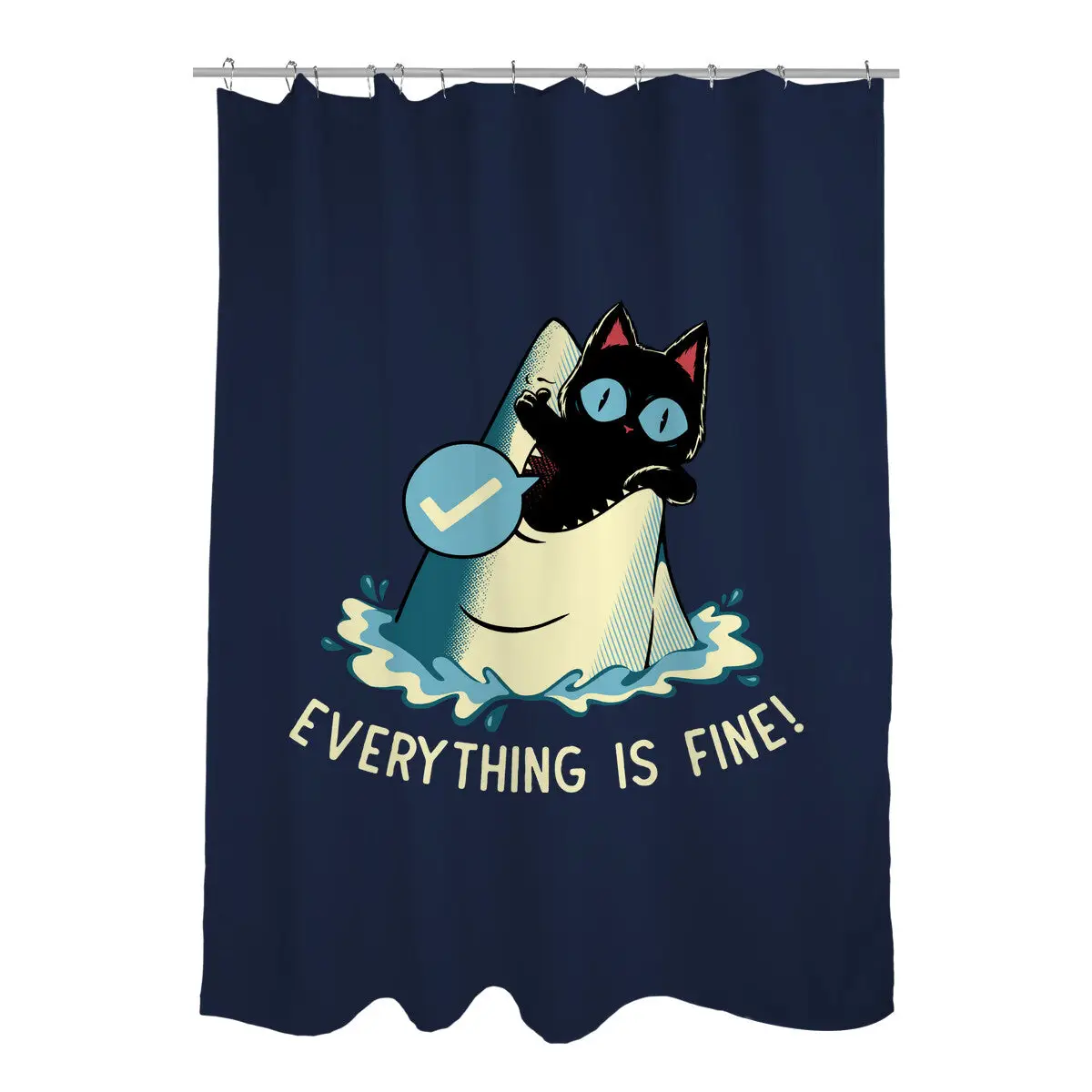 Everything Is Fine Shark Attack Shower Curtains