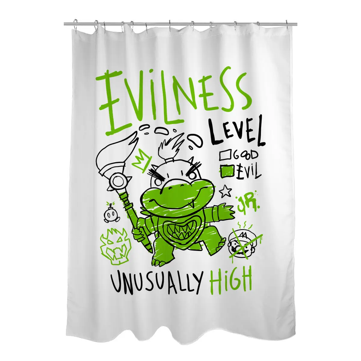 Evilness Level Shower Curtains