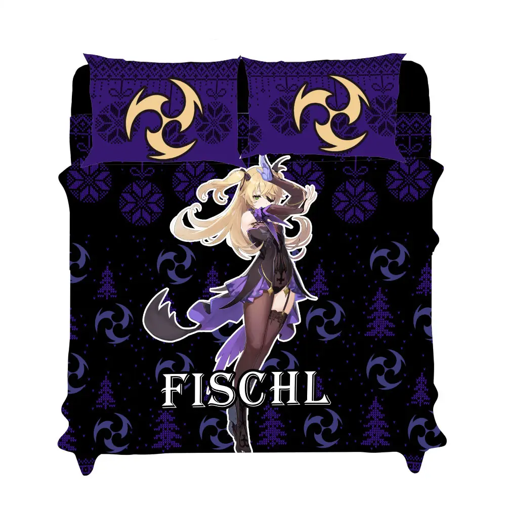 Fischl Xmas Bedding Set Bed Room Home Decor For Anime Fans
