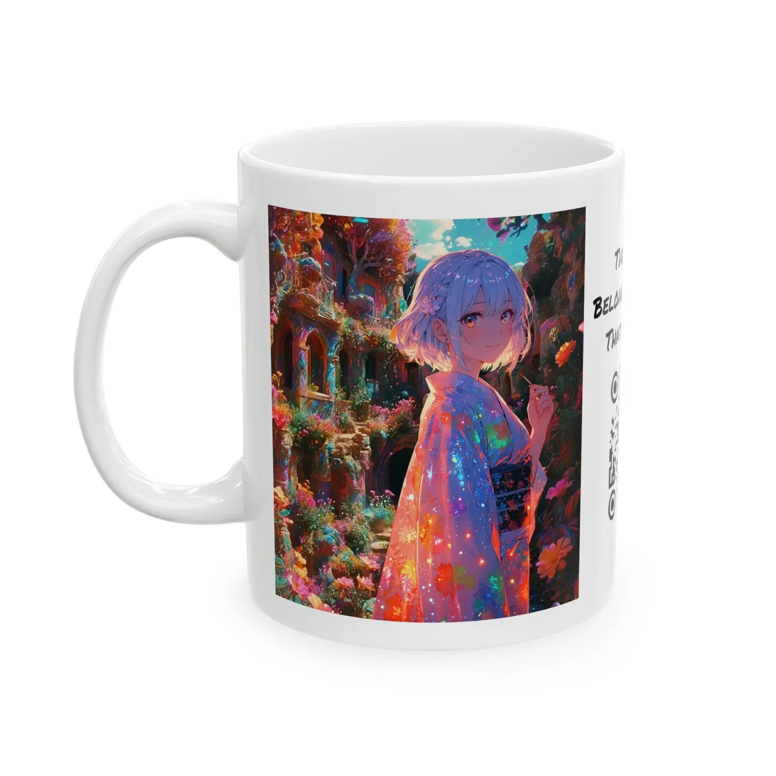 Floral Visions | HD Graphic| Anime | Pretty Girl | Coffee | Tea | Hot Chocolate | 11oz | White Mug