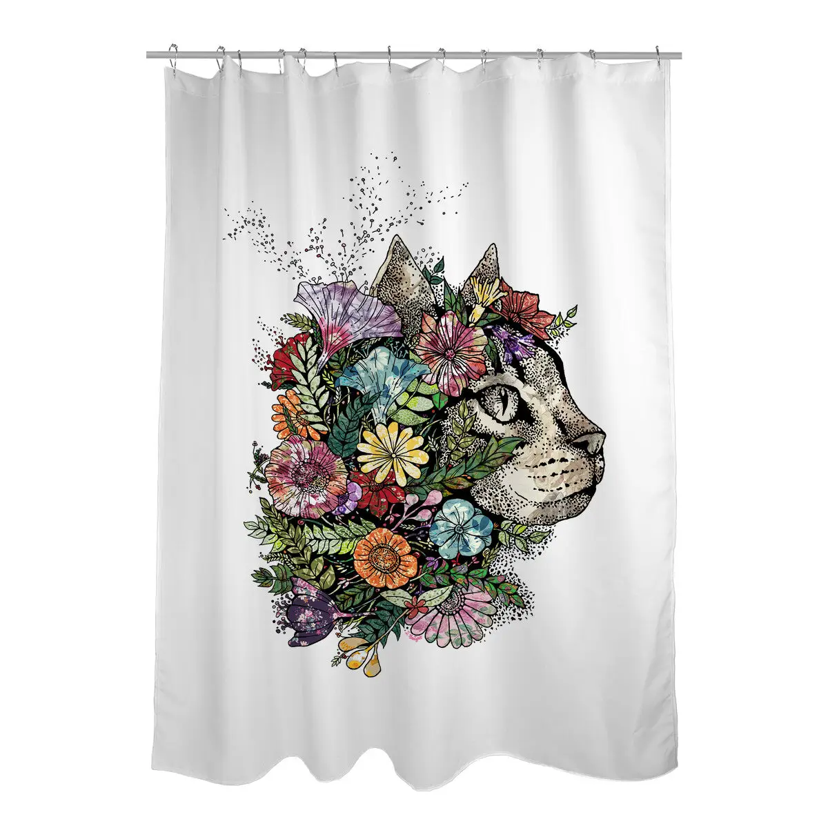 Flower Cat Shower Curtains