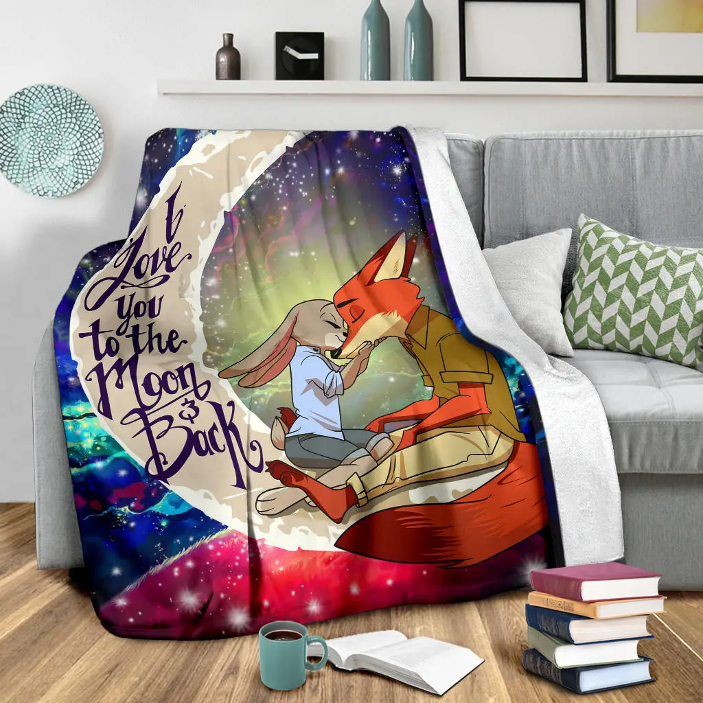 Fox Couple Love You To The Moon Galaxy Blanket
