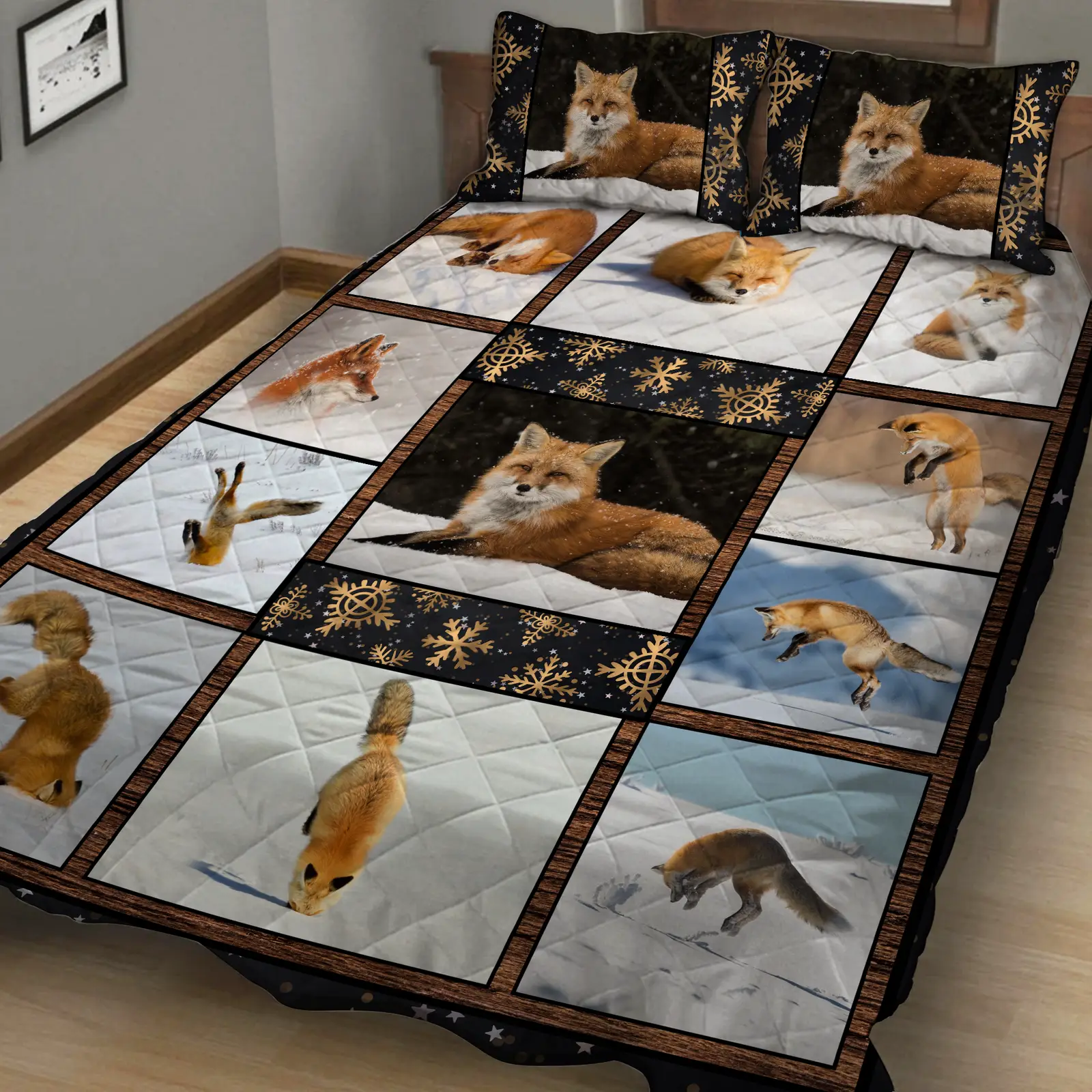 Fox In The Snow Quilt Bed Set