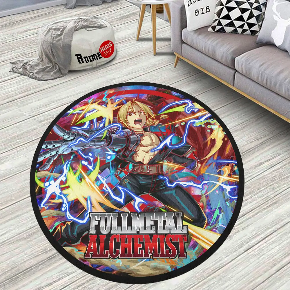Fullmetal Alchemist Edward Elric Skid-Proof Round Rug