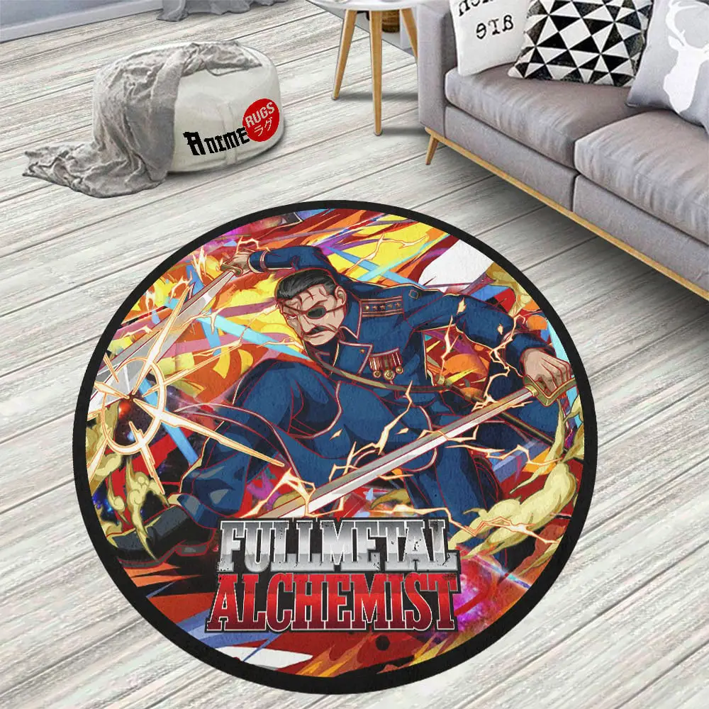 Fullmetal Alchemist King Bradley Skid-Proof Round Rug