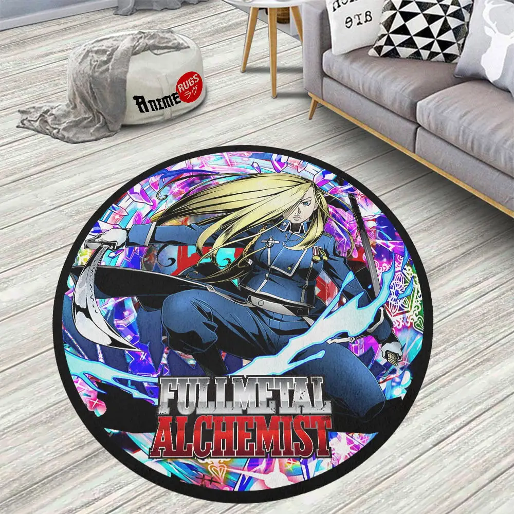 Fullmetal Alchemist Olivier Mira Armstrong Skid-Proof Round Rug