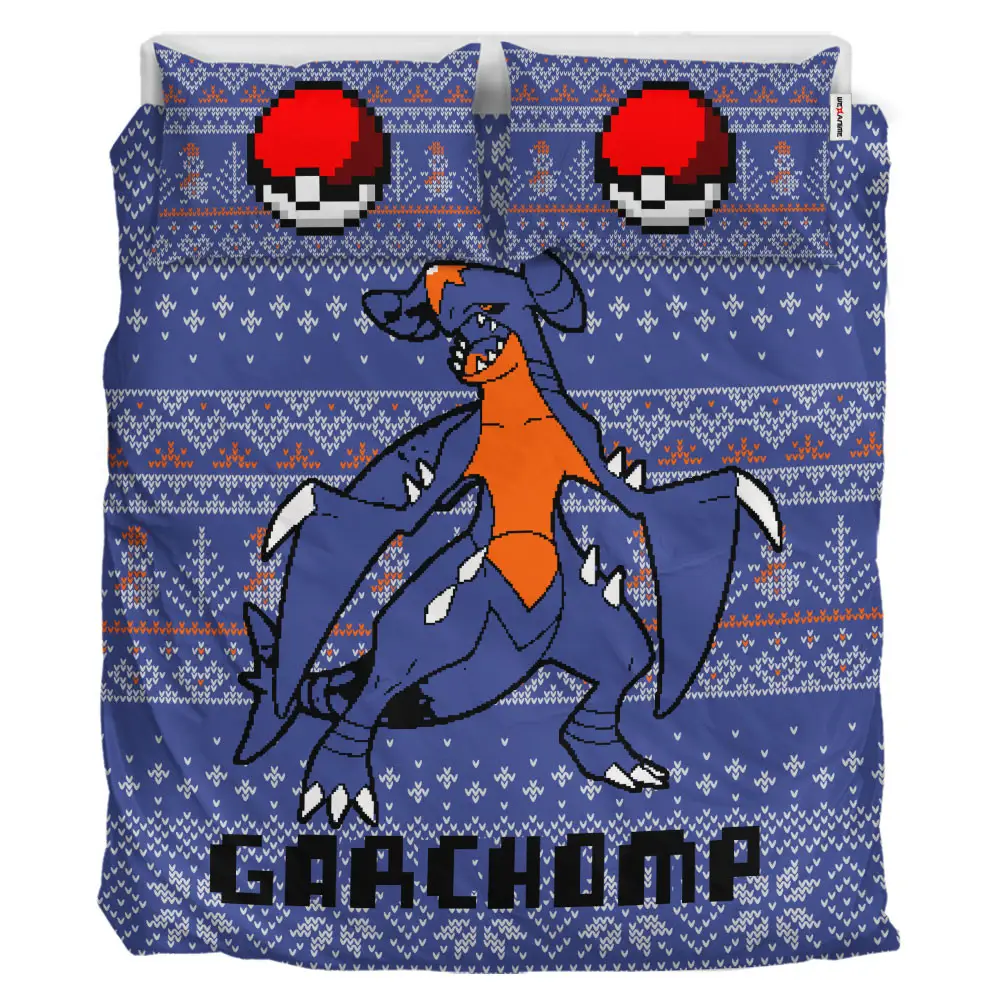 Garchomp Xmas Polyester Duvet Cover Set