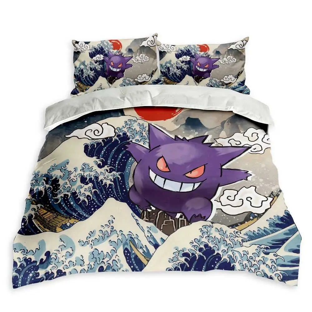Gengar Bedding Set Kanagawa Great Wave Custom