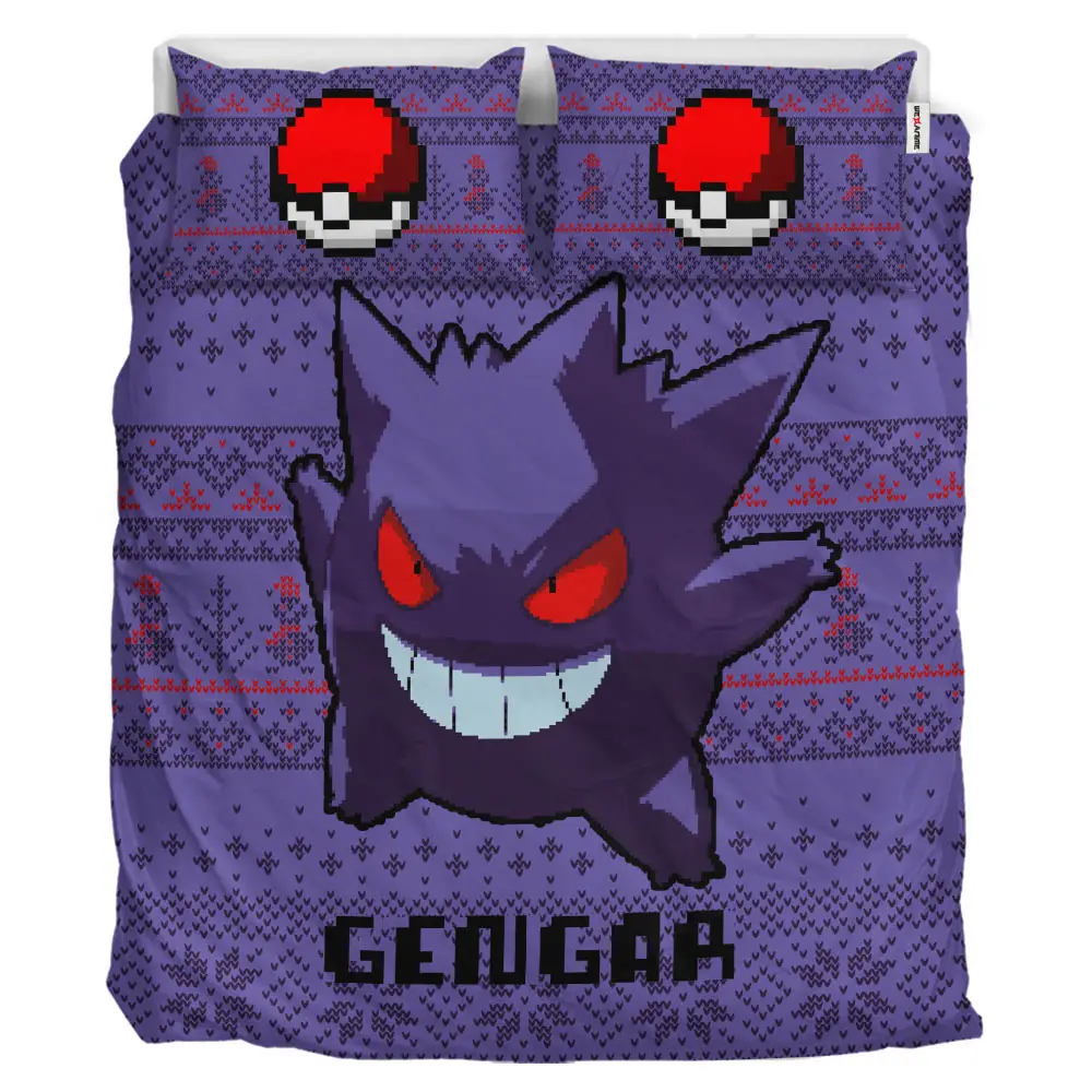 Gengar Xmas Polyester Duvet Cover Set