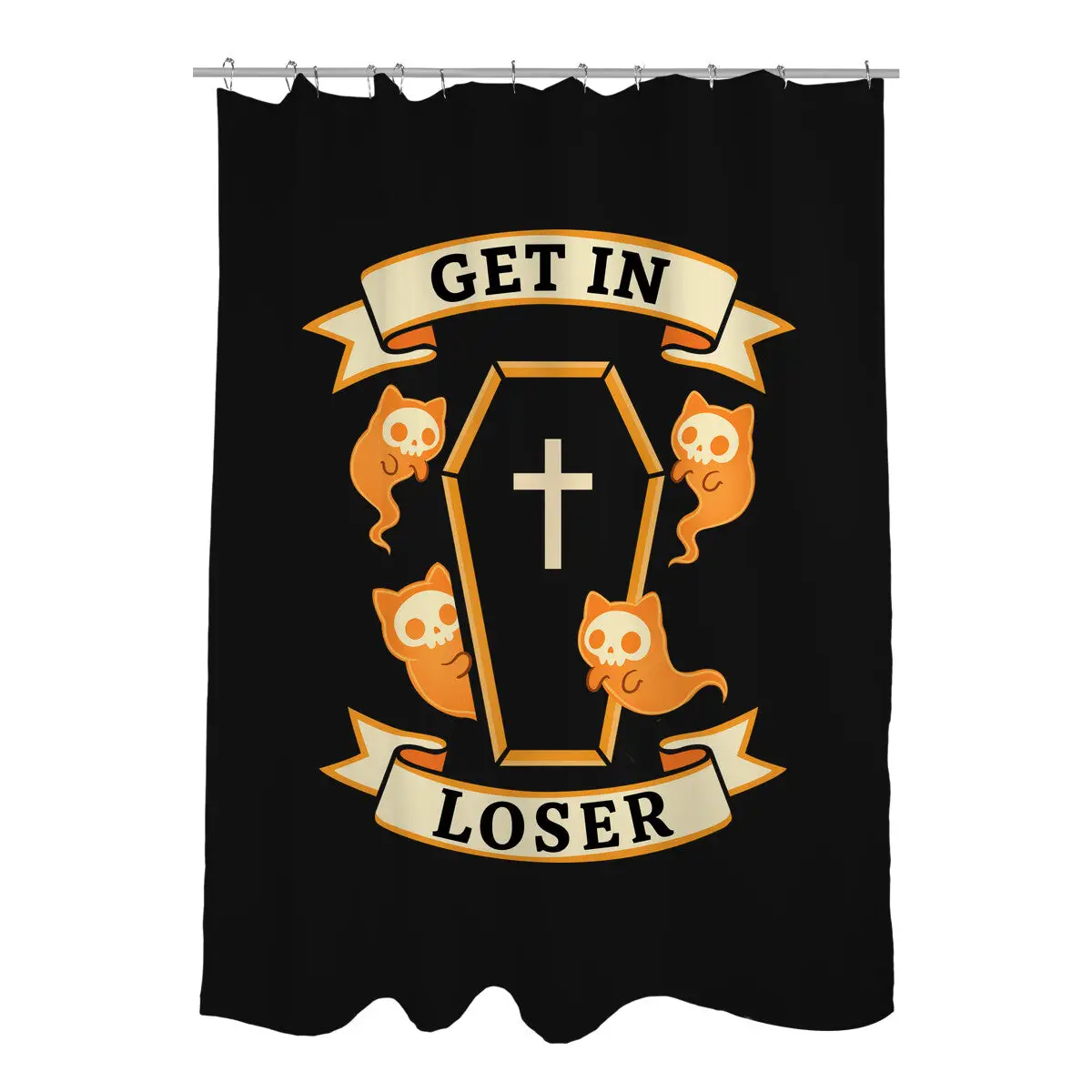 Get In Loser Ghost Cats Shower Curtains