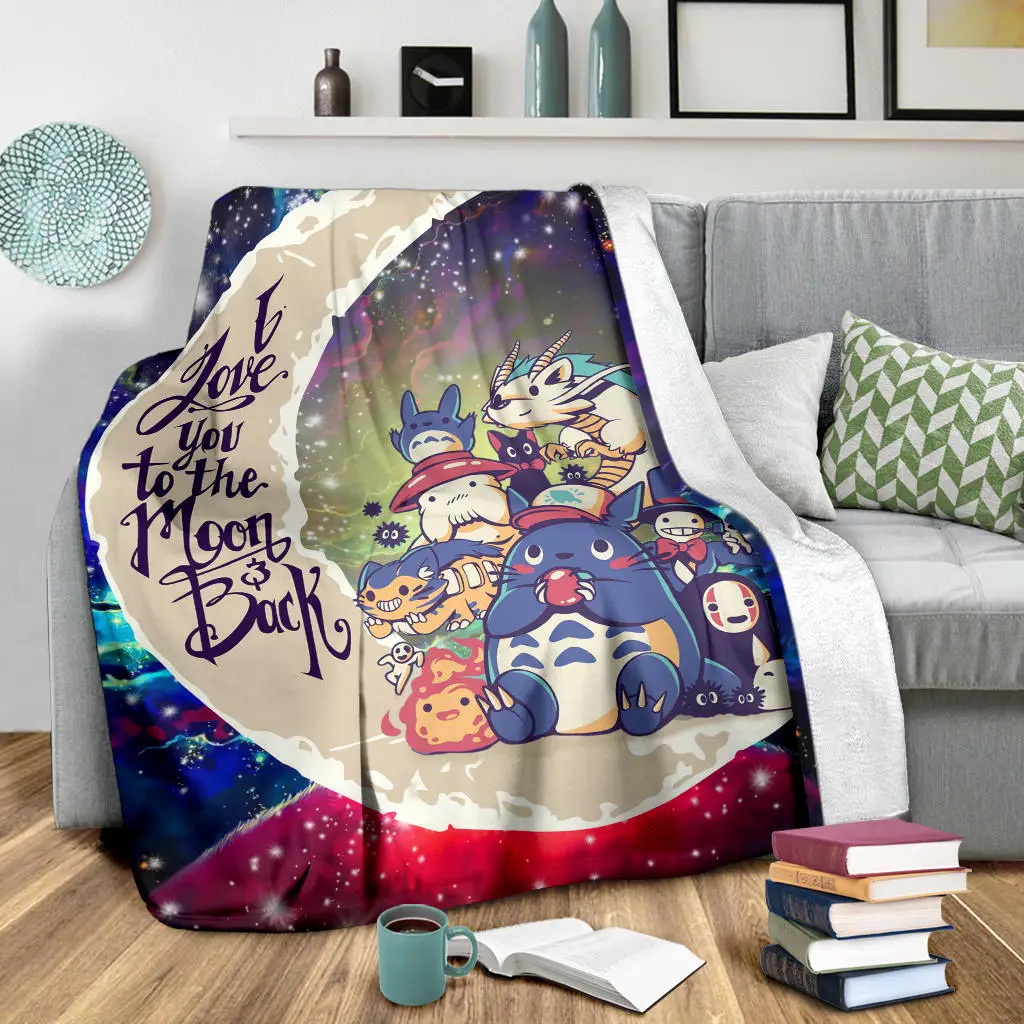 Ghibli Character Love You To The Moon Galaxy Blanket
