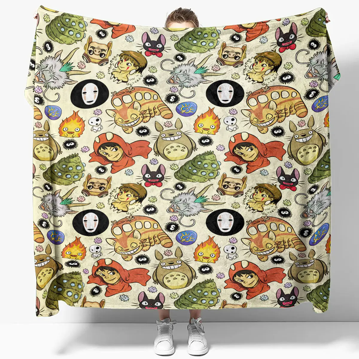 Ghibli Characters Whimsical Forest Collage Cozy Quilt Blanket - Anime Comforts – Cozy Anime Bedding, Blankets & Home Essentials
