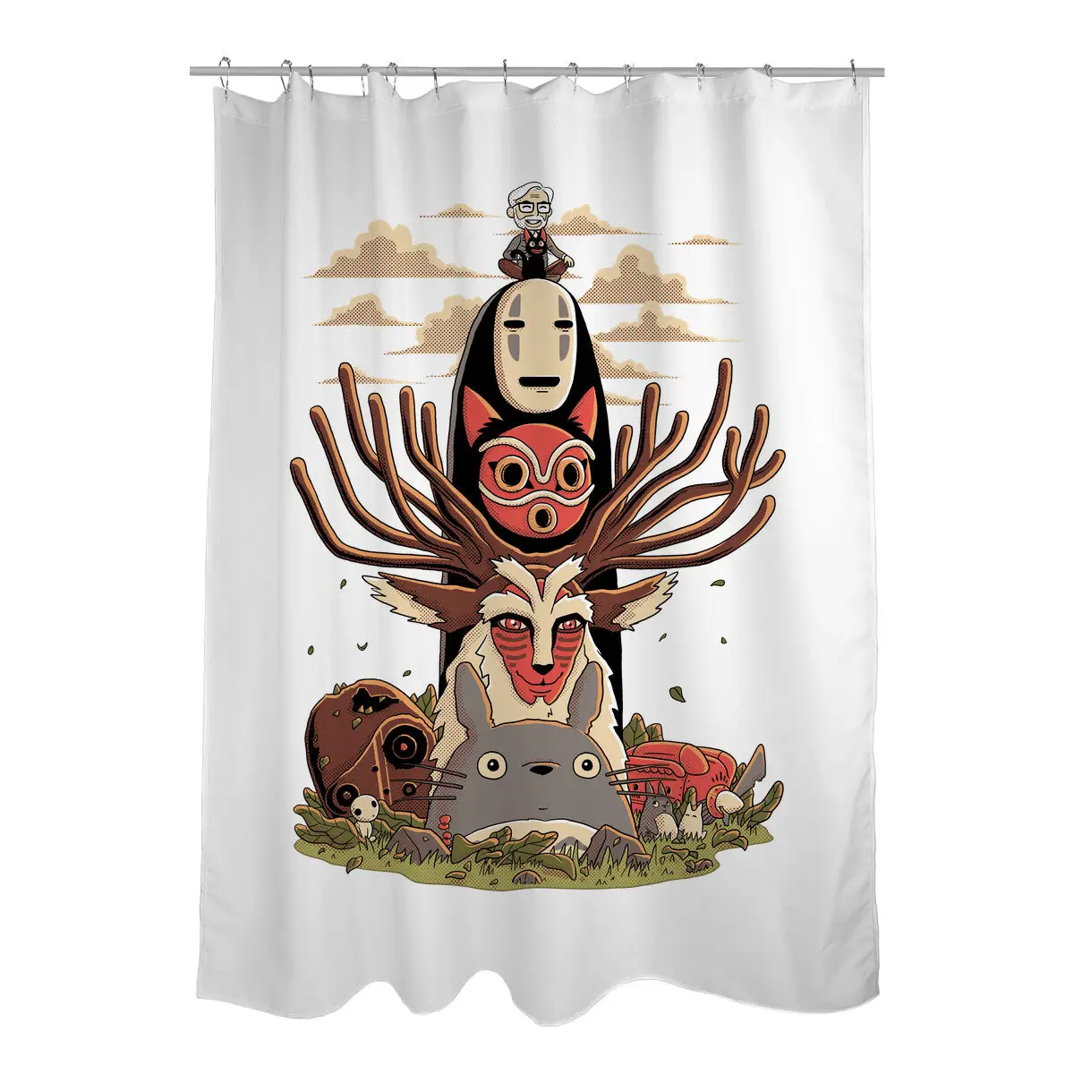 Ghibli Totem Shower Curtains