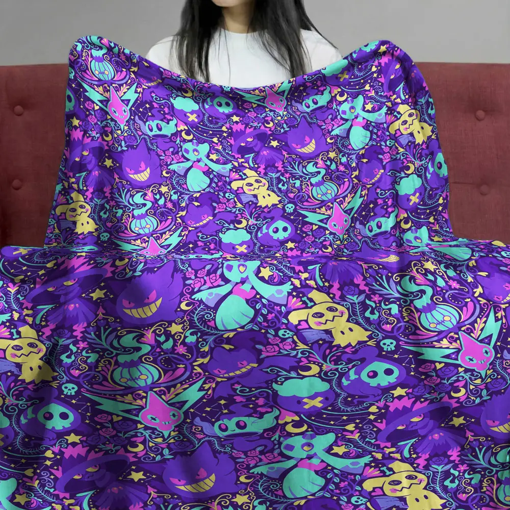 Ghost Pokemon Halloween Pattern Anime Quilt Blanket