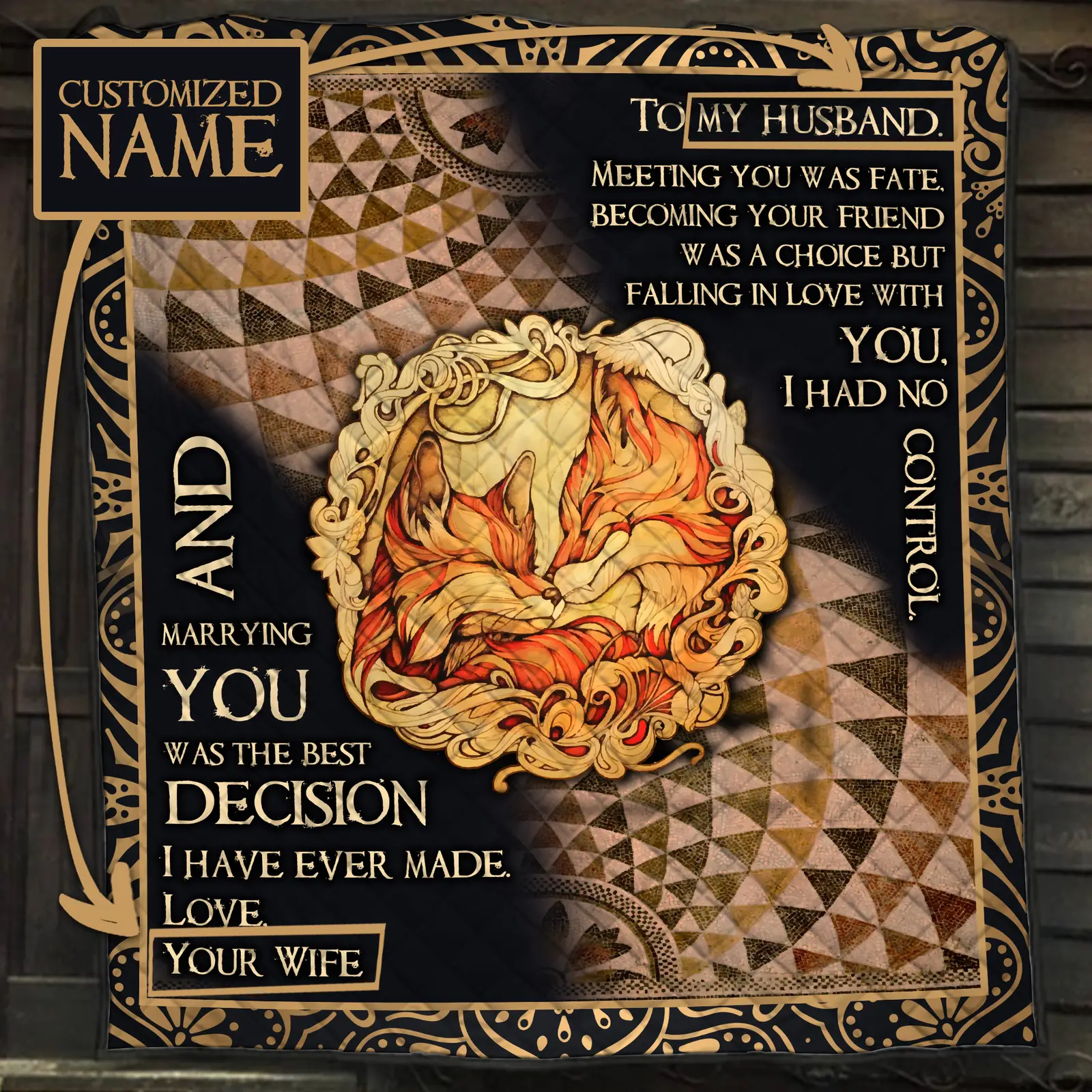 Gift For Husband - Customized Name 3D Quilt Bed Set