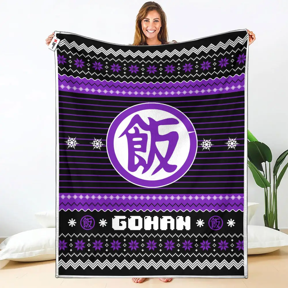 Gohan Han Blanket Ugly Christmas Symbol Anime
