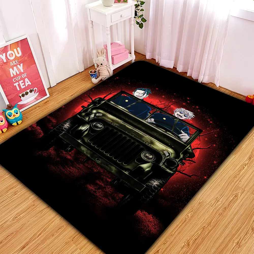 Gojo Geto Jujutsu Kaisen Ride Jeep Funny Anime Moonlight Halloween Rectangular Area Rug