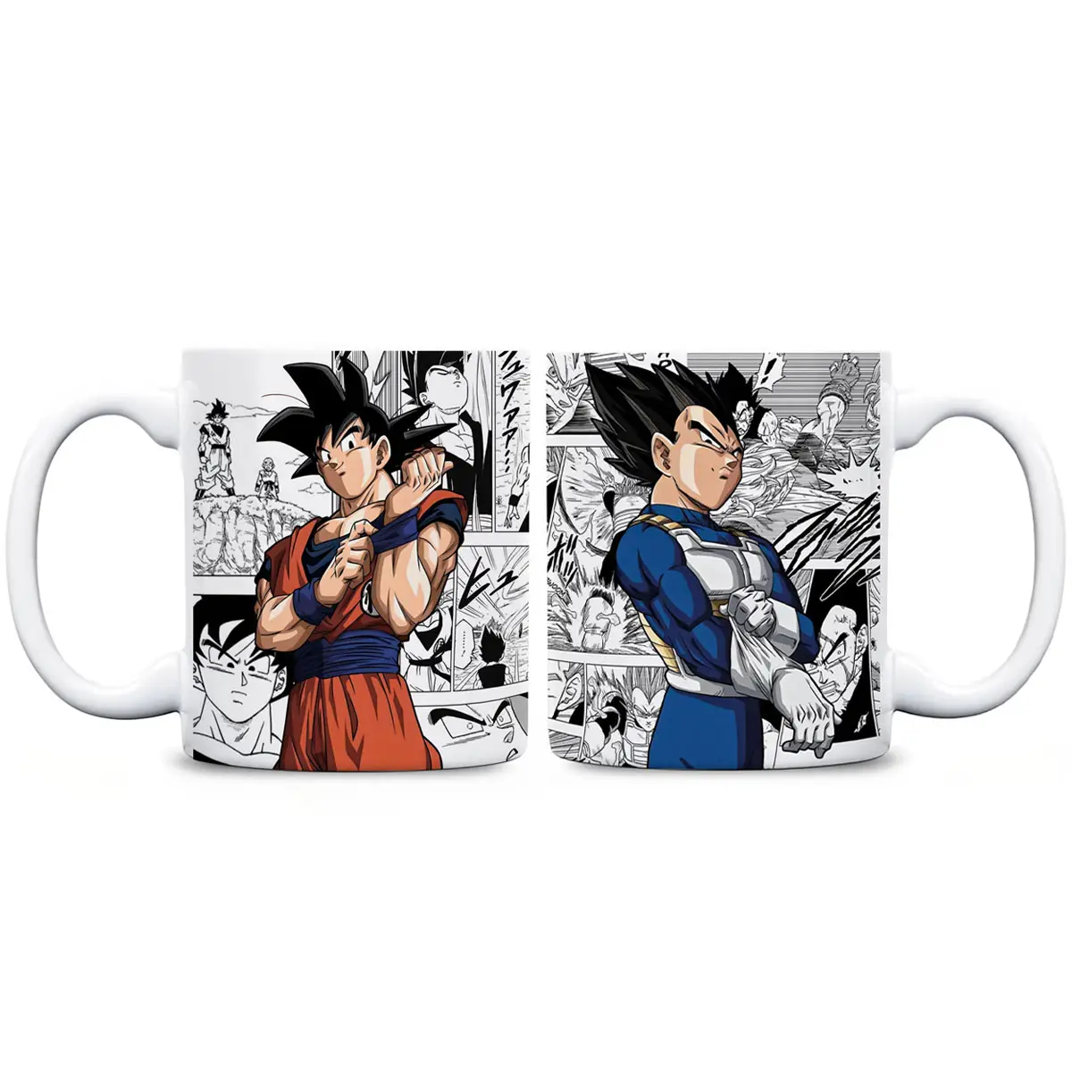 Goku & Vegeta Manga Style White Glossy Mug