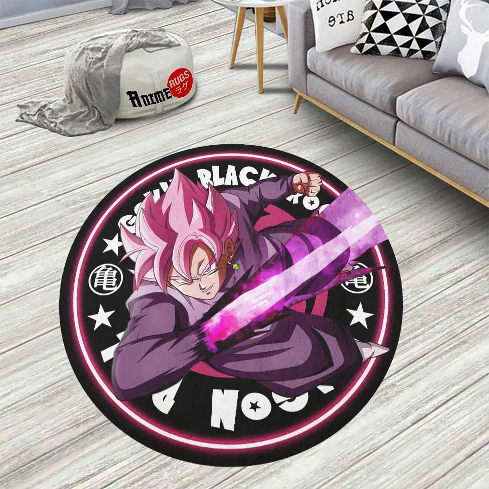 Goku Black Rose Round Rug Custom Circle Carpet