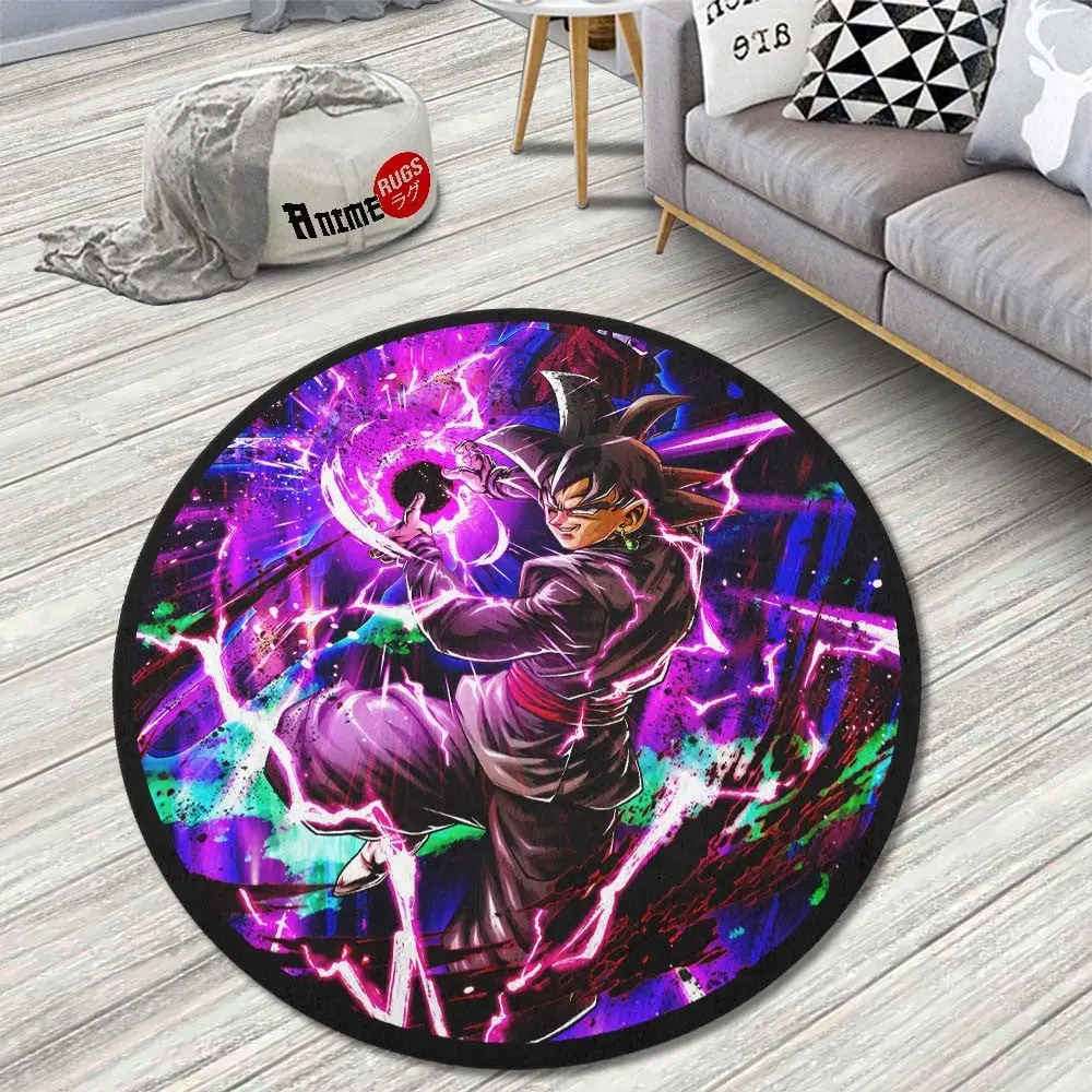 Goku Black Rose Skill Round Rug Custom Anime Room Mats