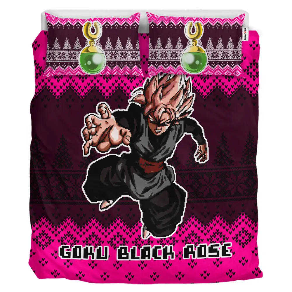 Goku Black Rose Xmas Polyester Duvet Cover Set