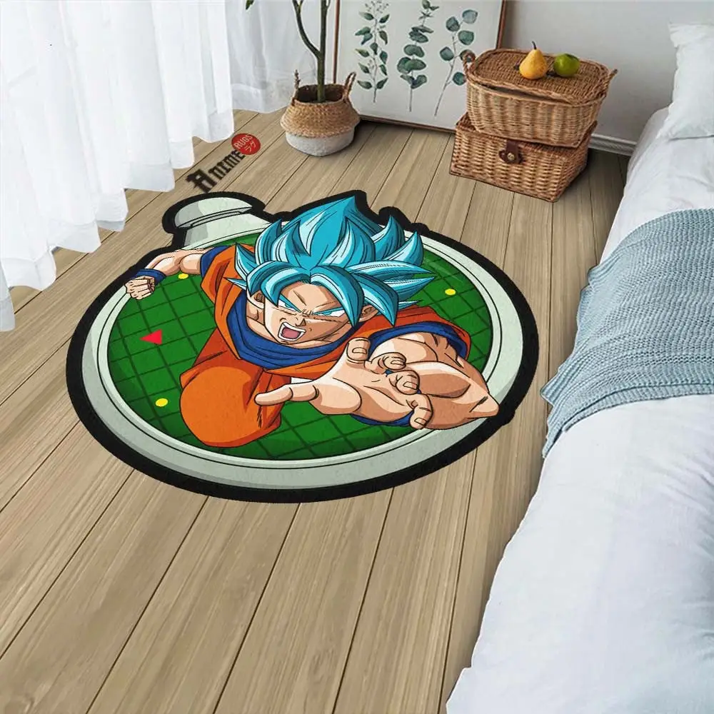 Goku Blue Shaped Rug Custom Anime Room Decor