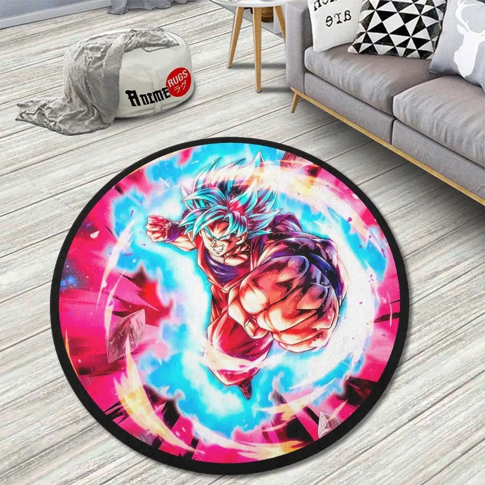 Goku Blue Skill Round Rug Custom Anime Room Mats