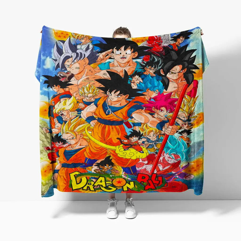 Goku Evolution Blanket Soft Anime Quilt Multicolor