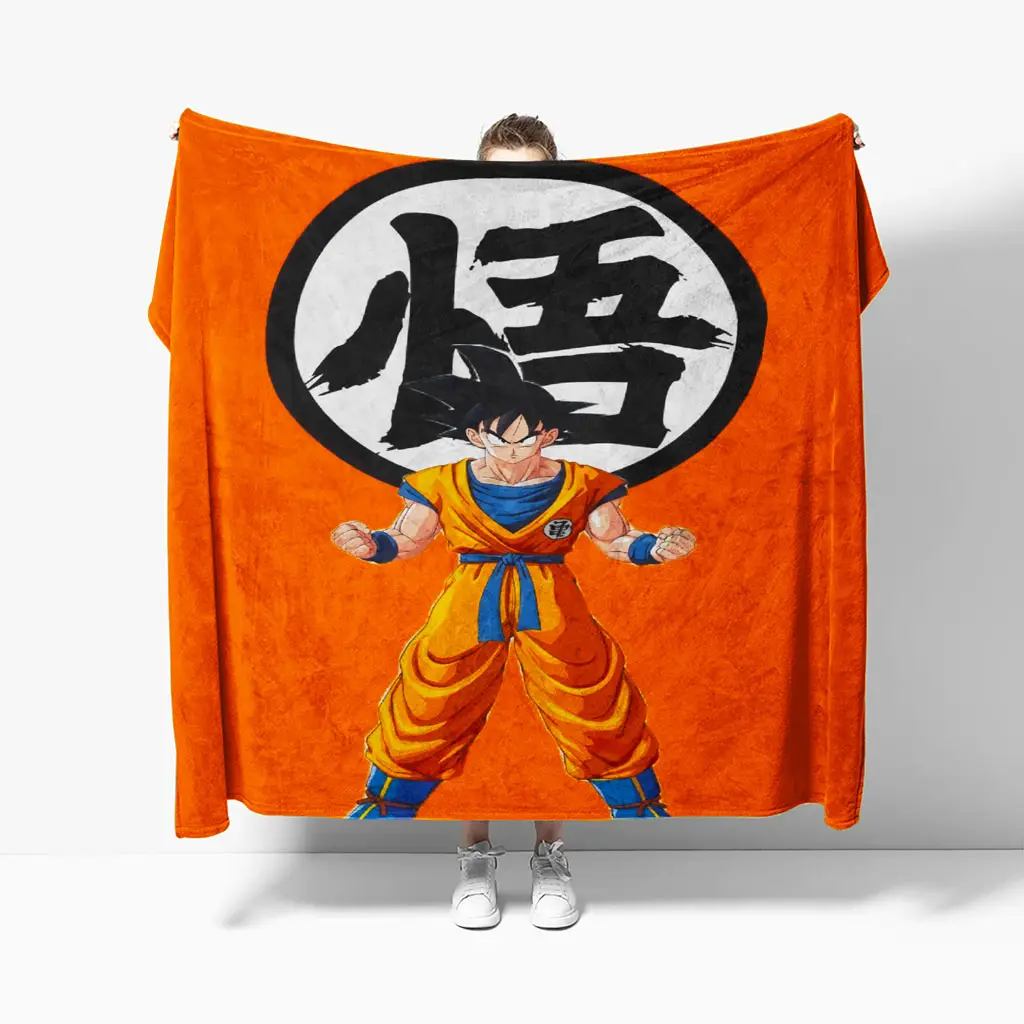 Goku Kanji Symbol Orange Blanket for DBZ Fans