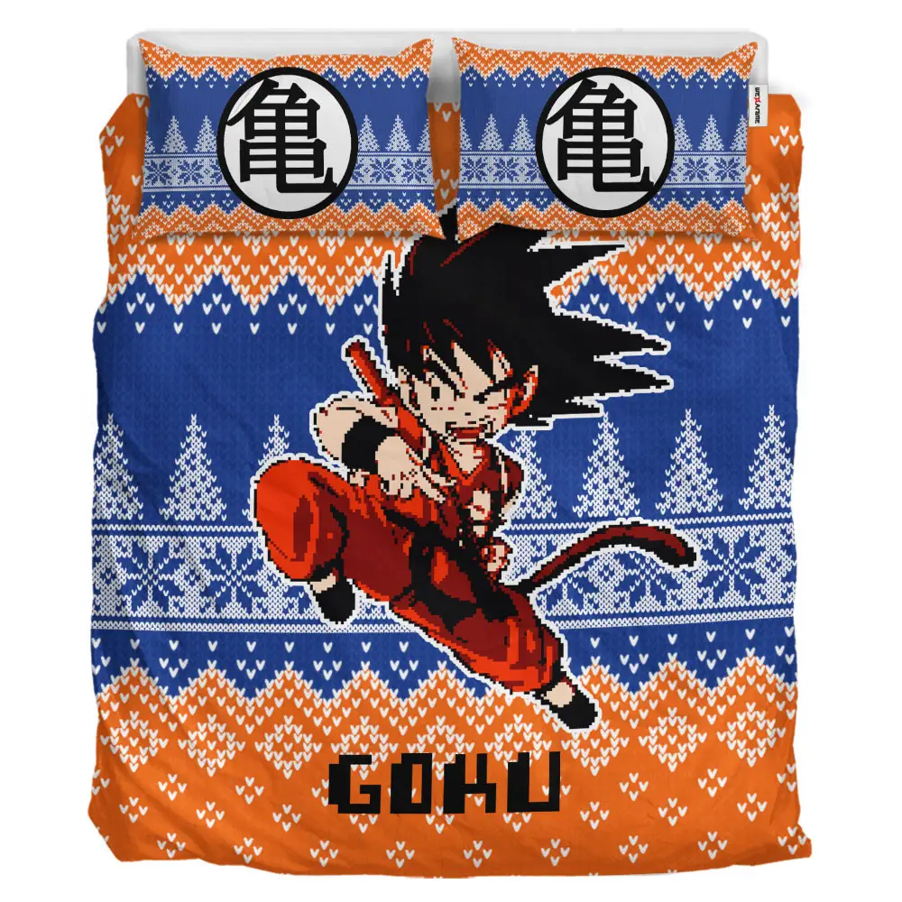 Goku Kid Xmas Polyester Duvet Cover Set