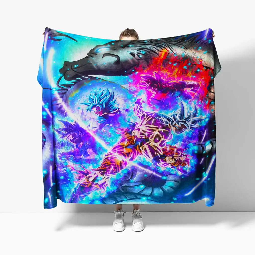 Goku Mastered ultra instinct with Shenron Fleece Blanket