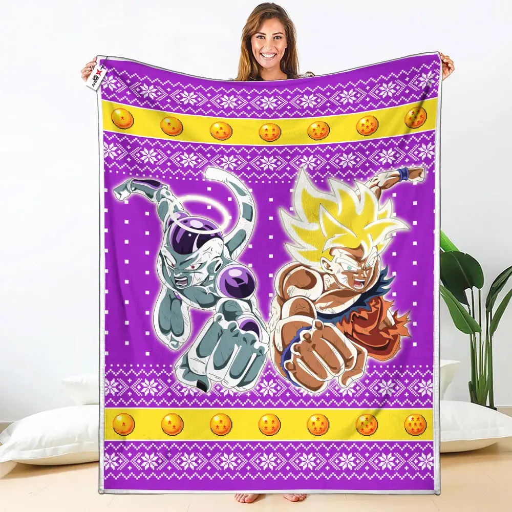 Goku Super Saiyan Frieza Blanket Ugly Christmas Anime