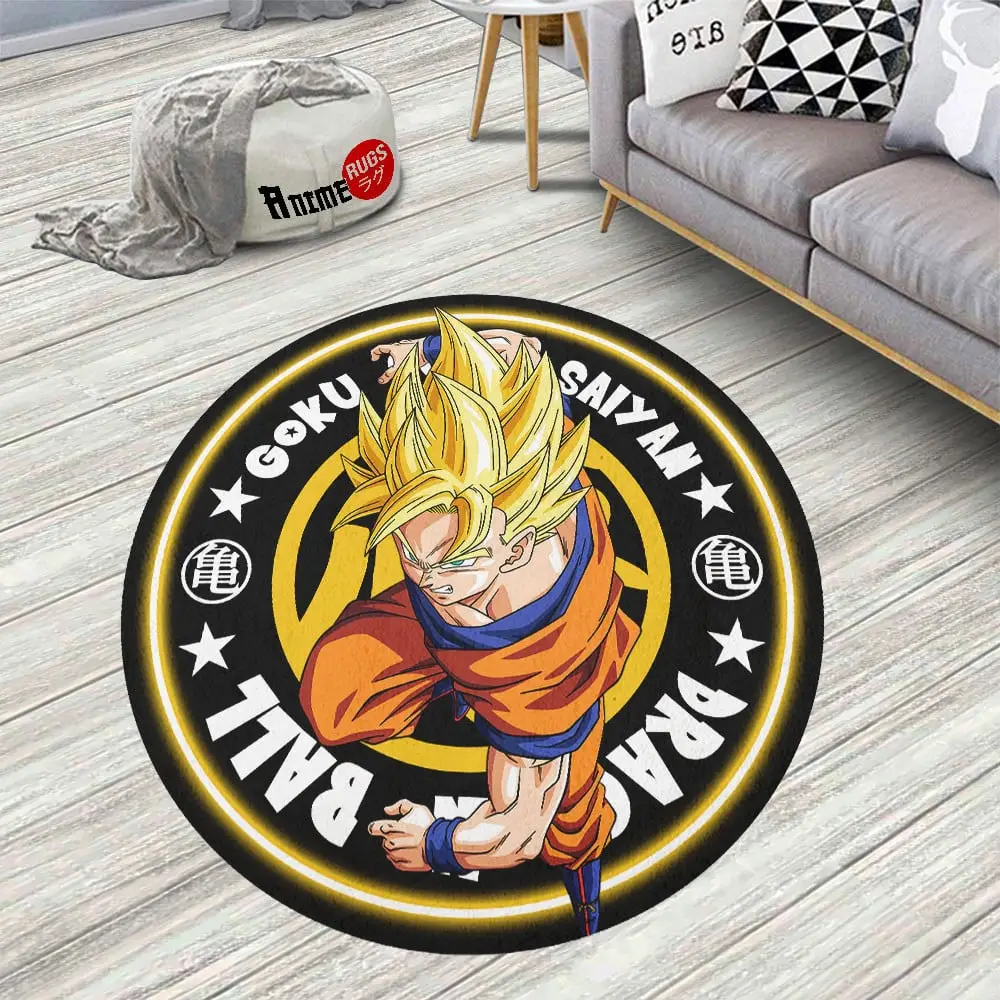 Goku Super Saiyan Round Rug Custom Circle Carpet