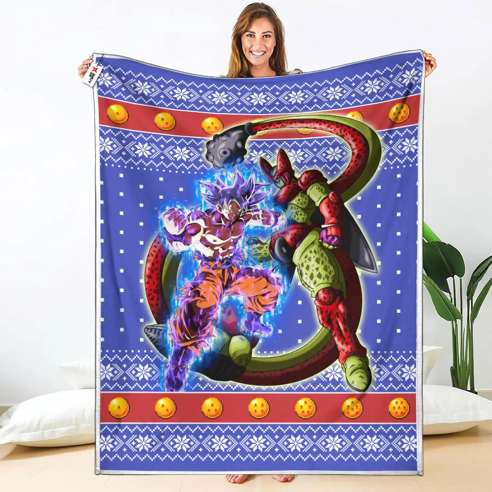 Goku Ultra Instinct Cell Max Blanket Ugly Christmas Anime