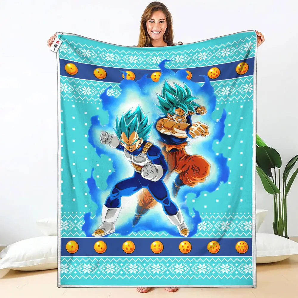 Goku Vegeta Blue Blanket Ugly Christmas Anime