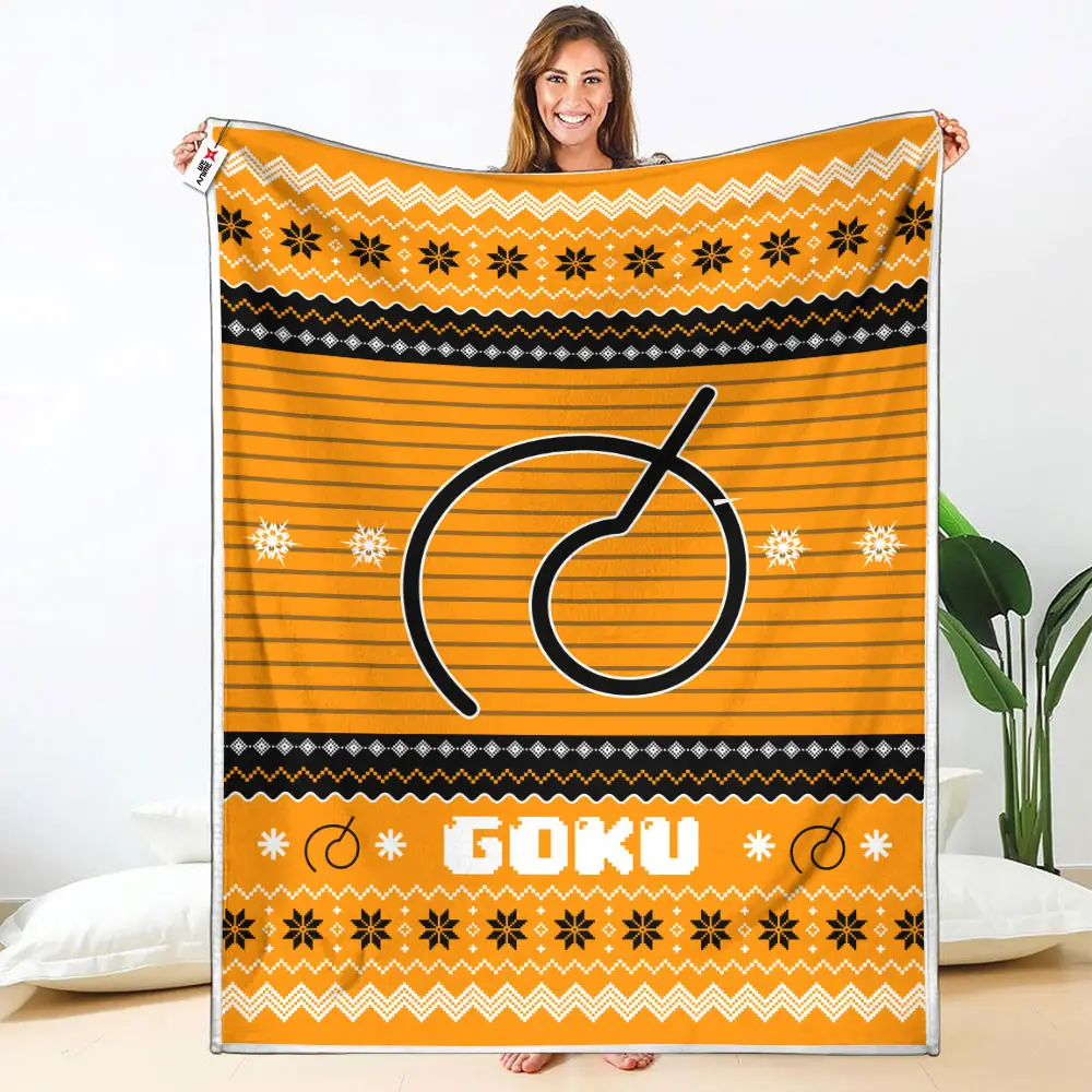 Goku Whis’ Signature Symbol Blanket Ugly Christmas Symbol Anime
