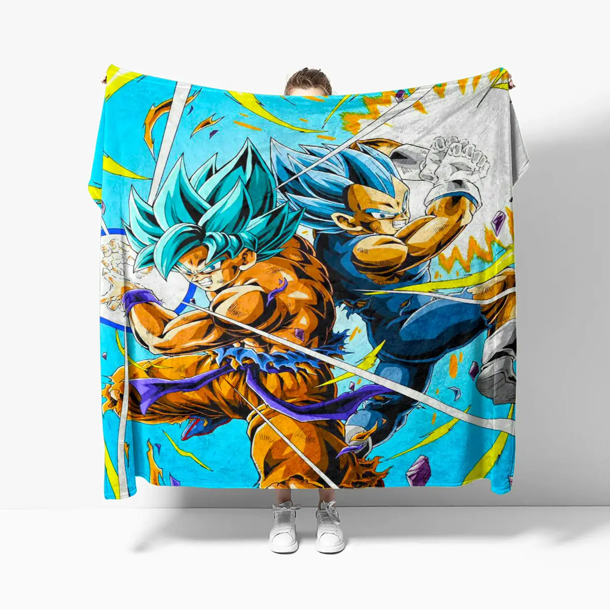 Goku x Vegeta Super Saiyan Blue Battle Anime Blanket