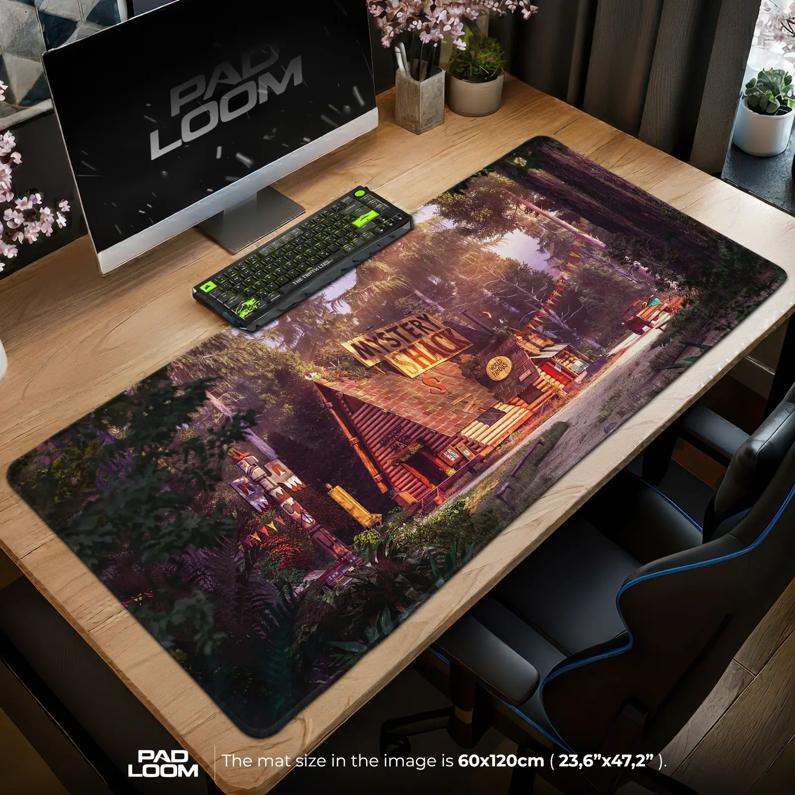 Gravity Falls Mystery Shack Mouse Pad - Retro Forest Desk Mat