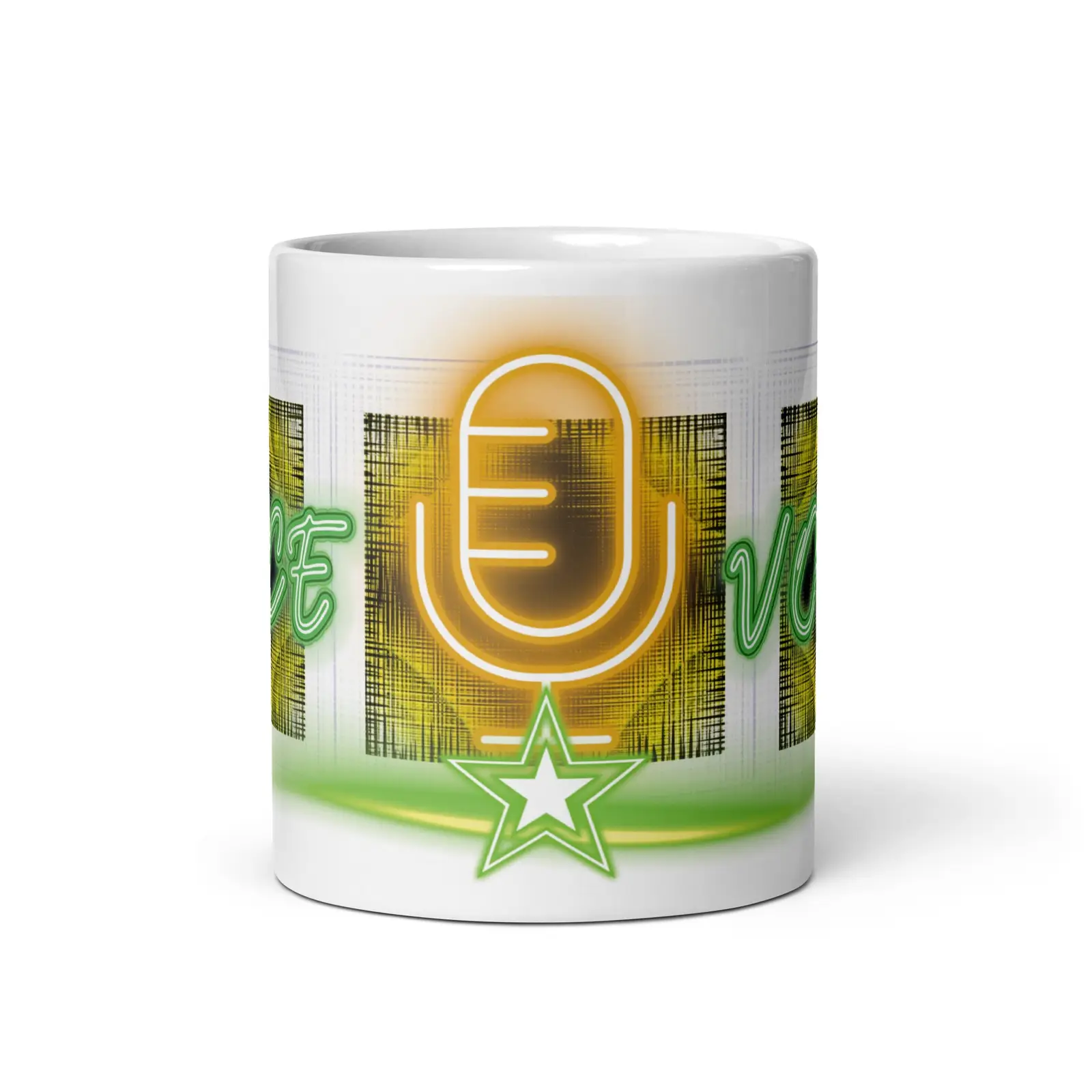 Green Neon Voice:  Classic Ceramic White Glossy Mug