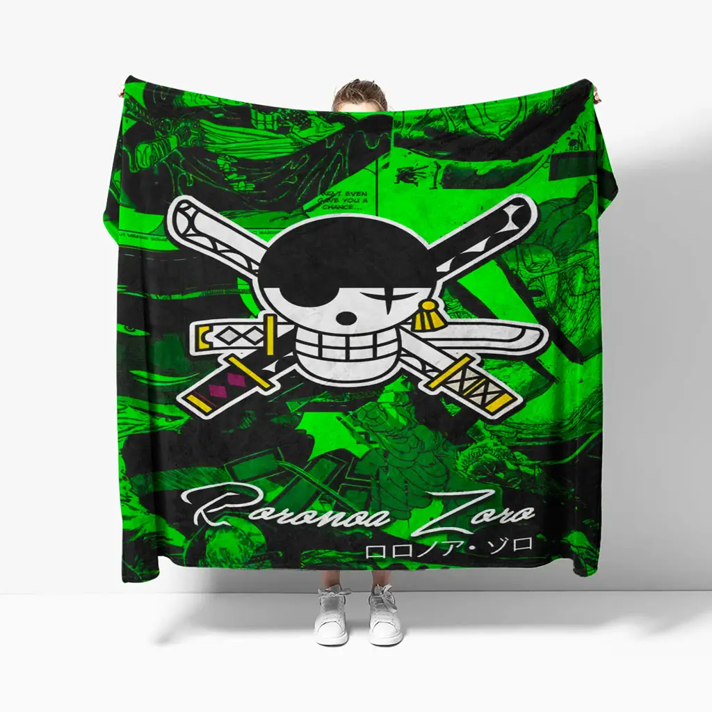 Green Zoro Pirate Jolly Roger Blanket