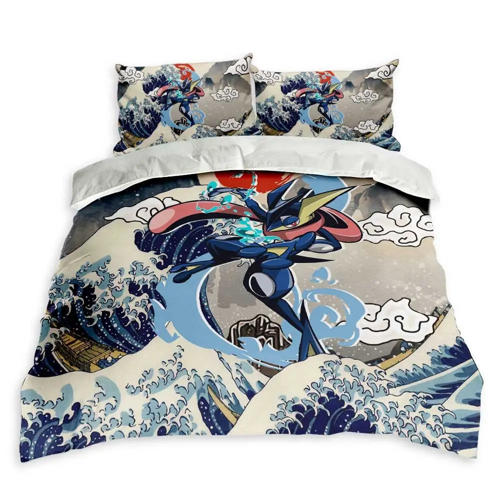 Greninja Bedding Set Kanagawa Great Wave Custom