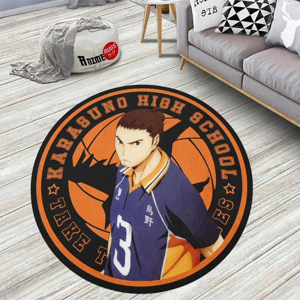Haikyuu Asahi Azumane Skid-Proof Round Rug